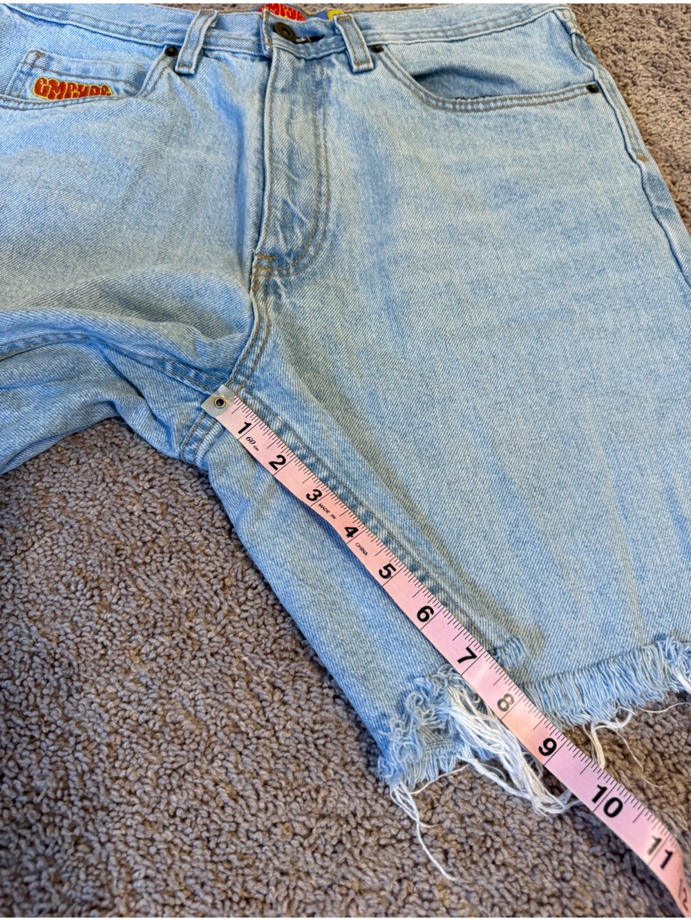 Empyre vintage Light Wash Denim Cutoff Shorts with Frayed Hem - Picture 11 of 11